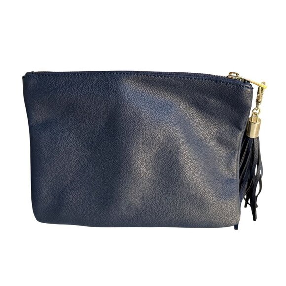 Merona Navy Blue Merona Faux Leather Detachable Tassel Gold Hardware Zip Pouch - Picture 4 of 6